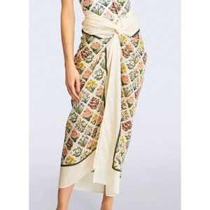 NWOT Agua Bendita Lavanda Magdalena Amanecer Pareo Cover Up Wrap Skirt Floral
